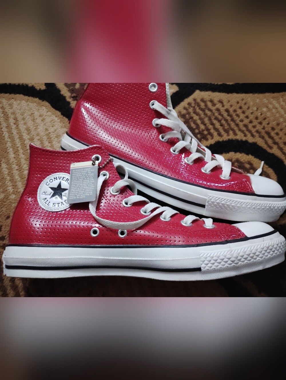 Vintage Converse Chuck Taylor All Star Hi Red Leather Men's Sz. 8 Women's Sz. 10